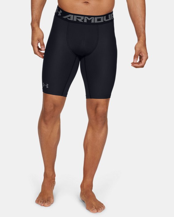 Men's HeatGear® Armour Long Compression Shorts, Black, pdpMainDesktop image number 0